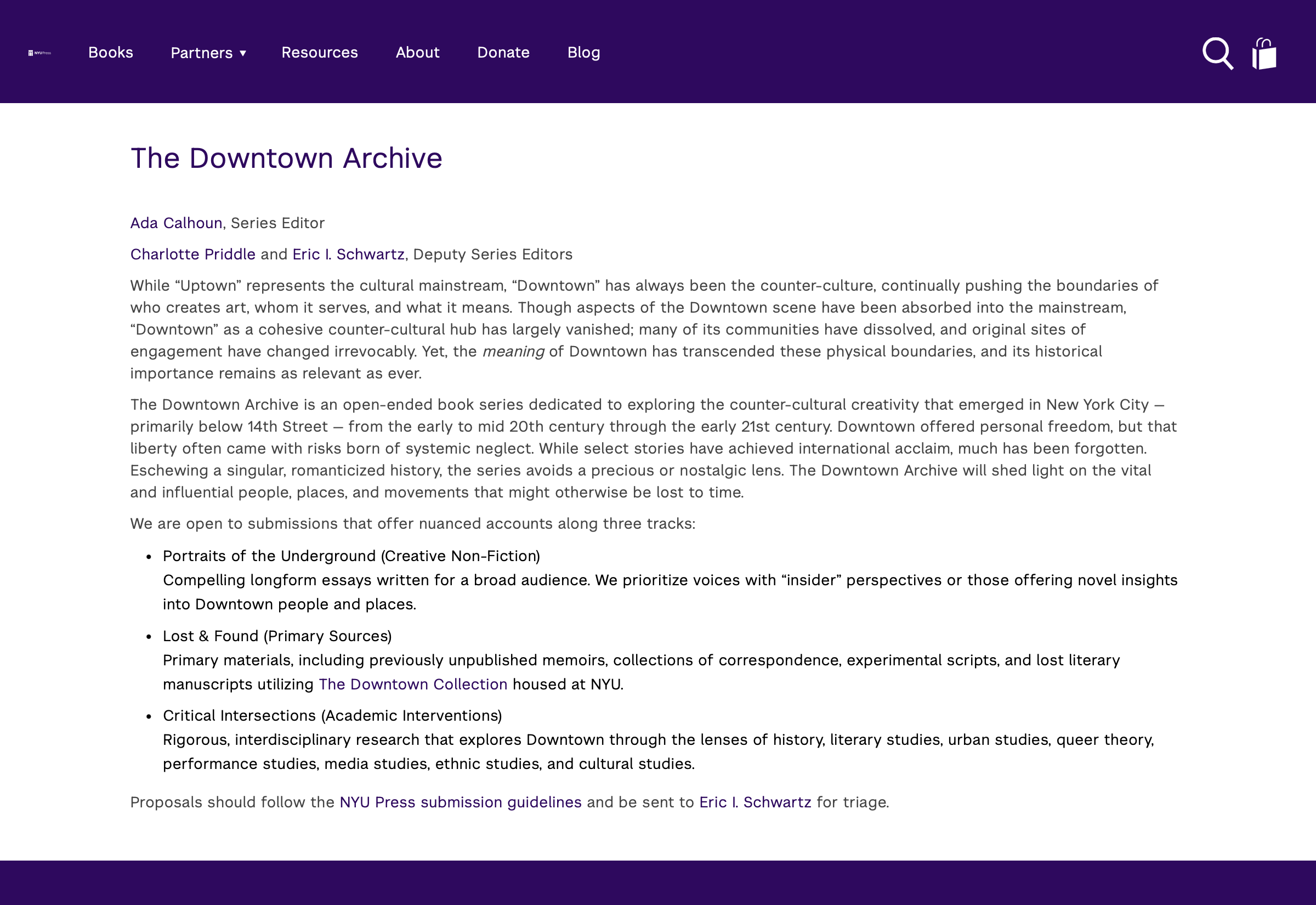 Downtown Archive Series Editorship