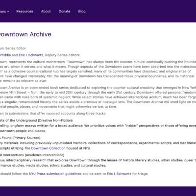 Downtown Archive Series Editorship
