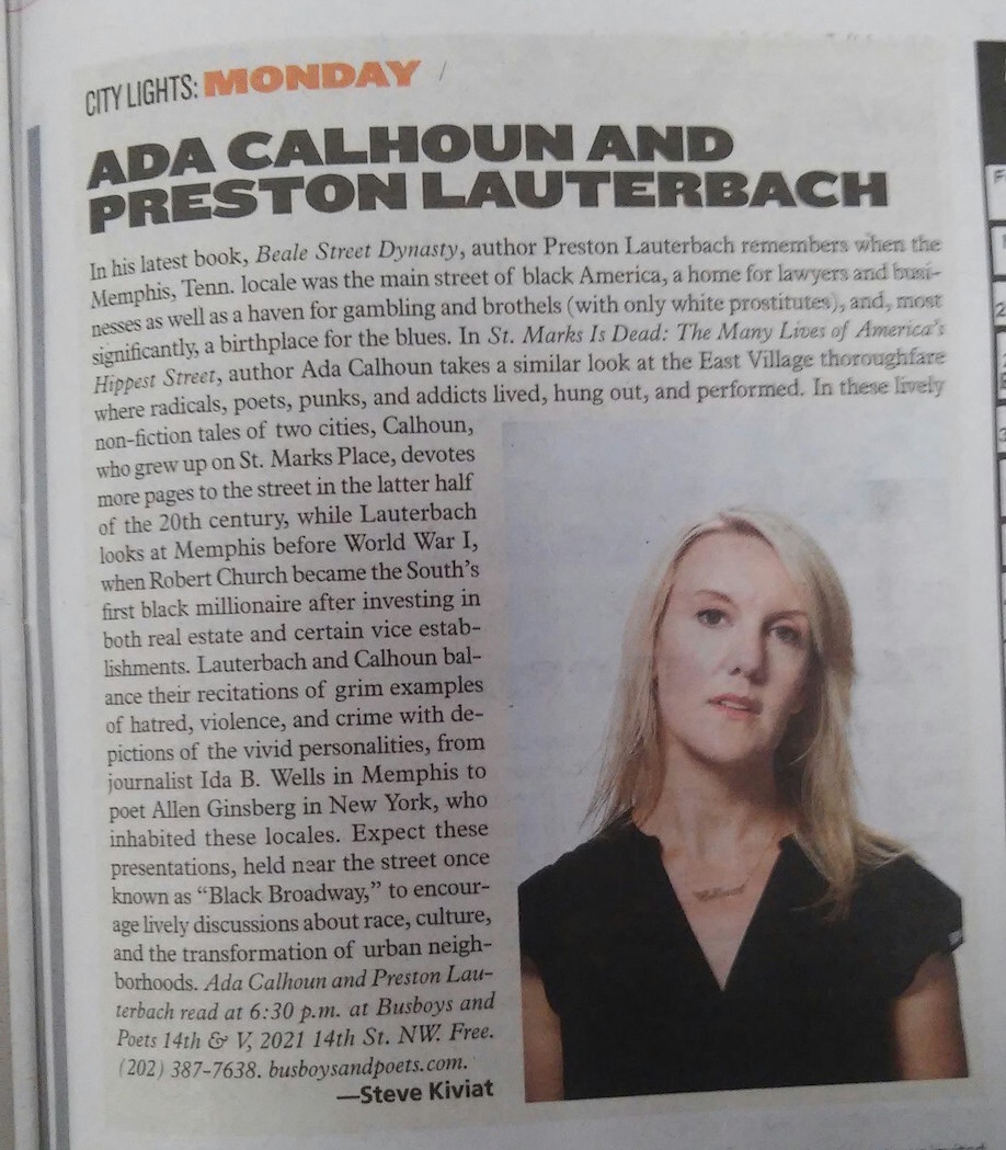 Washington City Paper: Preview of Reading with Preston Lauterbach